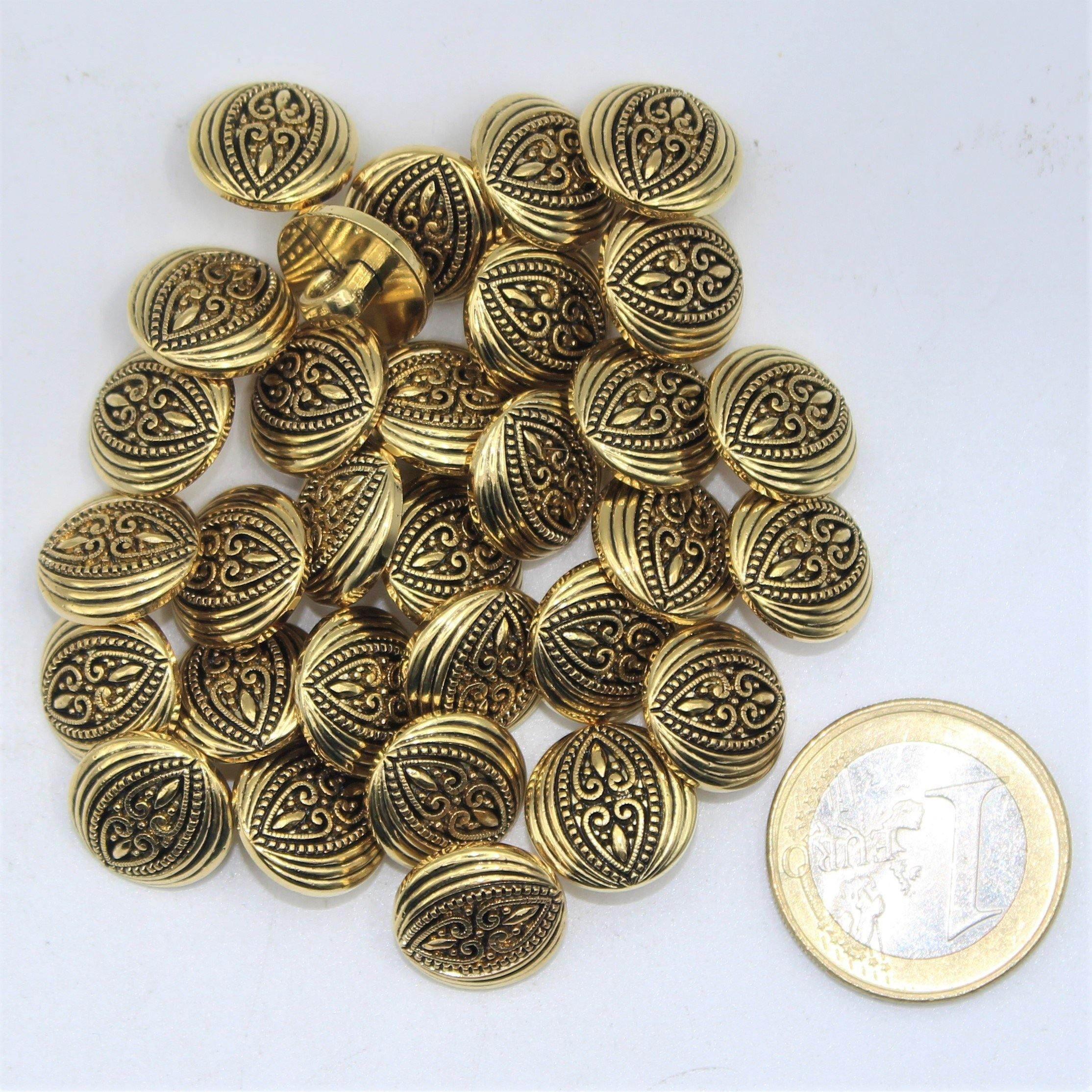 Gold Metal Shank Button with Spade Pattern #KMQ4002 - ACCESSOIRES LEDUC BV