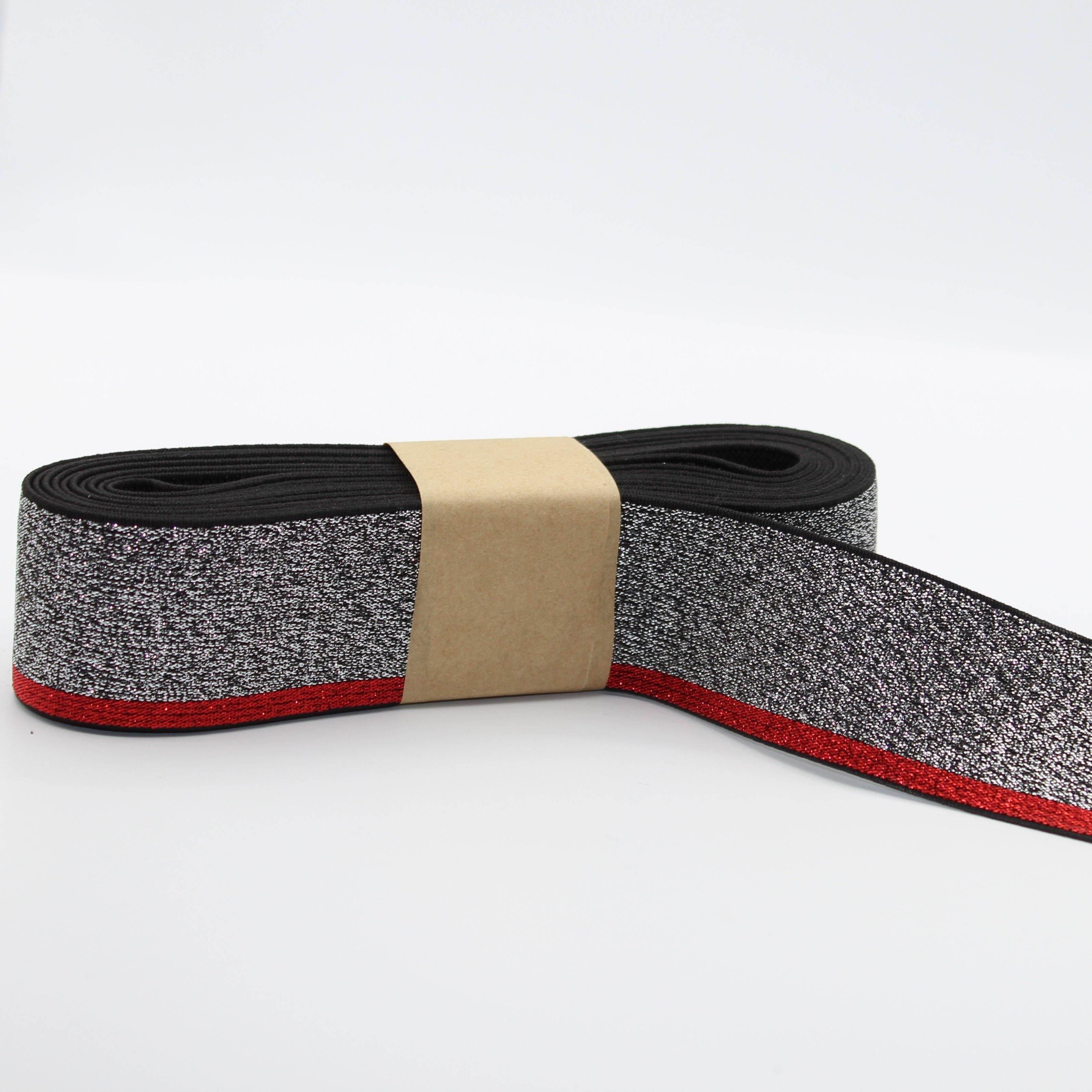 5 METERS - 40mm All Lurex Elastic with Side Stripe #ELA2098 - ACCESSOIRES LEDUC BV