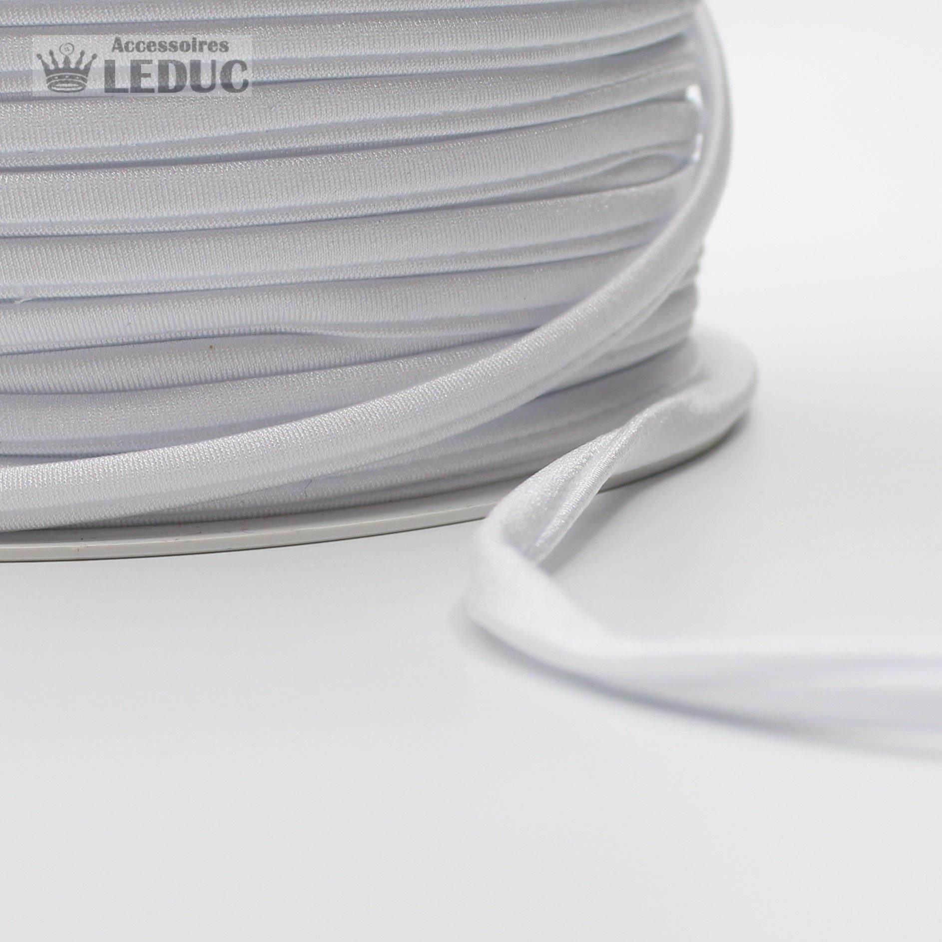 100 METRES - 5mm TUBULAR LYCRA ELASTIC SPAGHETTI WHITE or BLACK - ACCESSOIRES LEDUC BV