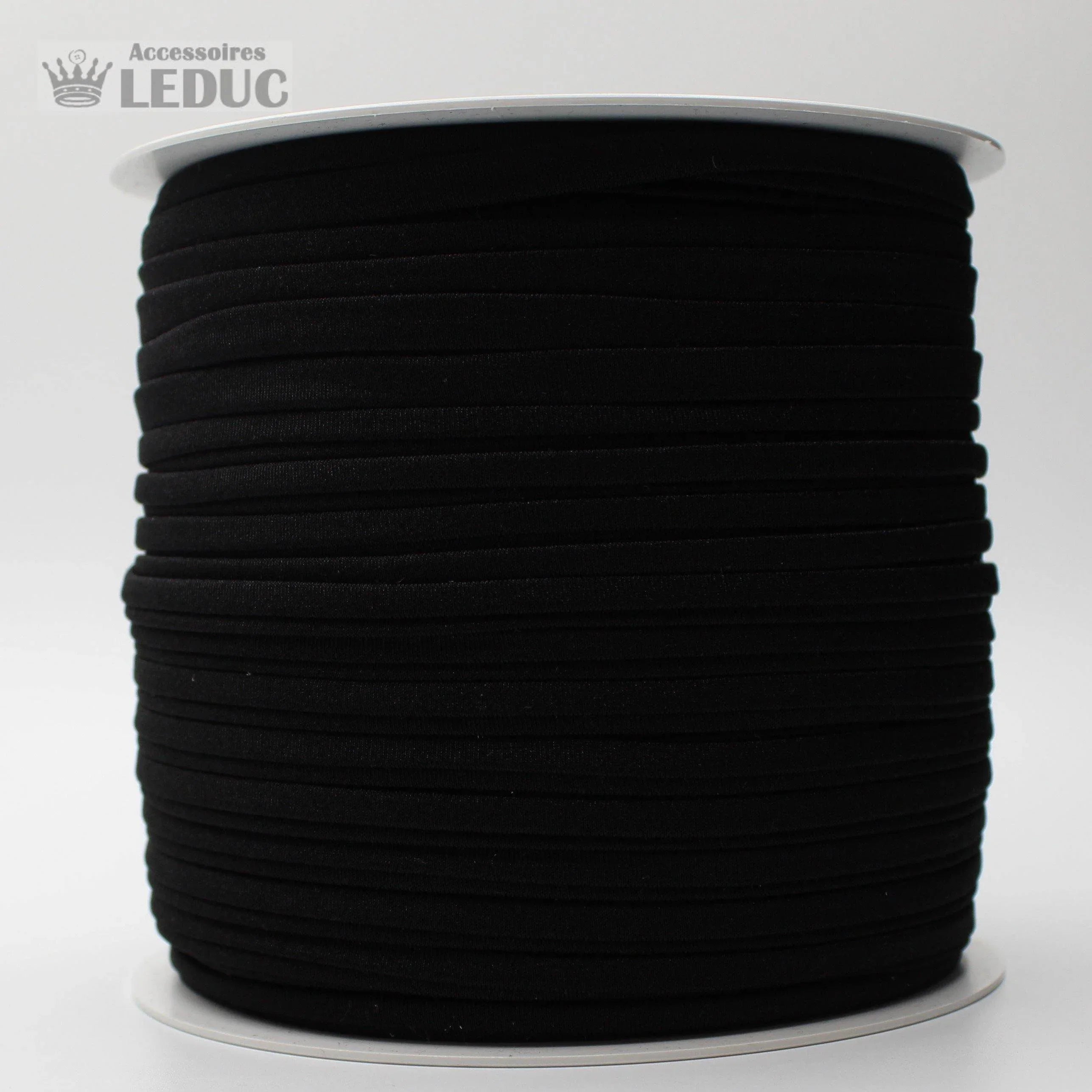 100 METRES - 5mm TUBULAR LYCRA ELASTIC SPAGHETTI WHITE or BLACK - ACCESSOIRES LEDUC BV