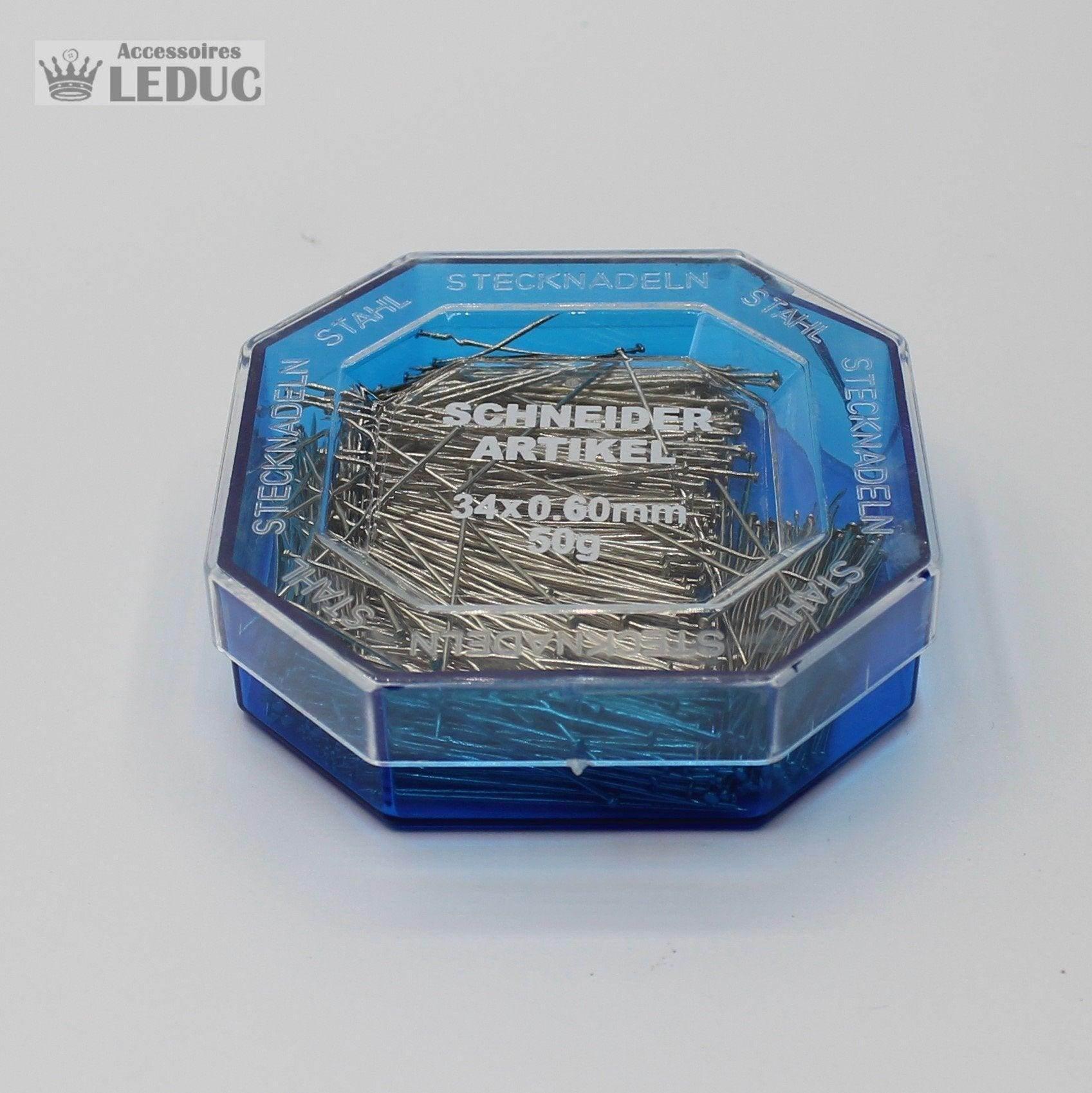 Pins 34x0.60mm 50grams Blue Box - ACCESSOIRES LEDUC BV